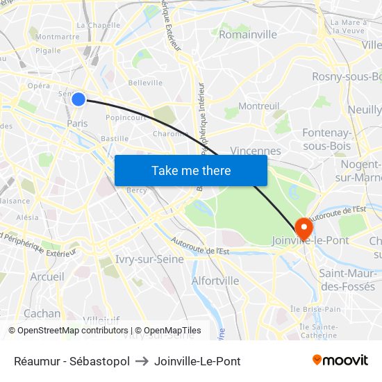 Réaumur - Sébastopol to Joinville-Le-Pont map