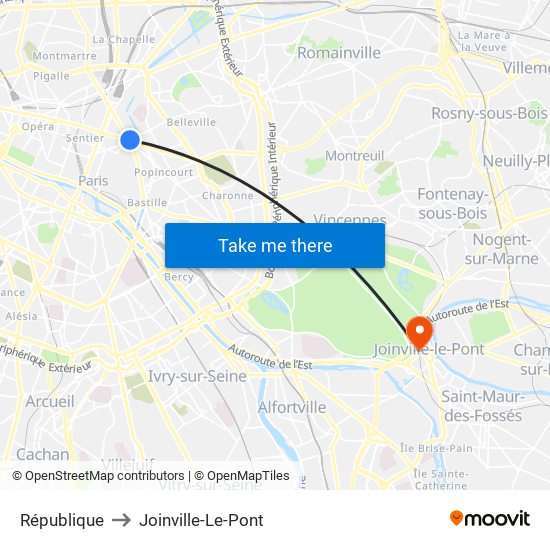 République to Joinville-Le-Pont map