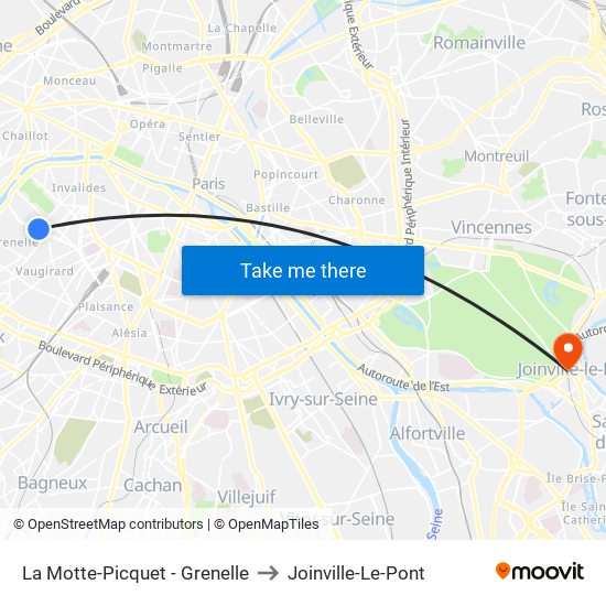 La Motte-Picquet - Grenelle to Joinville-Le-Pont map