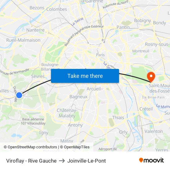 Viroflay - Rive Gauche to Joinville-Le-Pont map