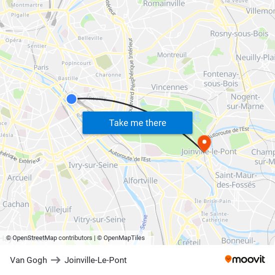 Van Gogh to Joinville-Le-Pont map