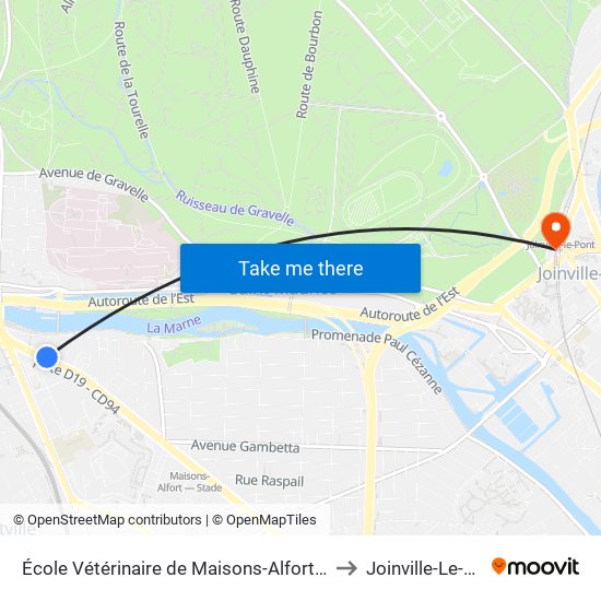 École Vétérinaire de Maisons-Alfort - Métro to Joinville-Le-Pont map
