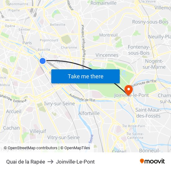 Quai de la Rapée to Joinville-Le-Pont map
