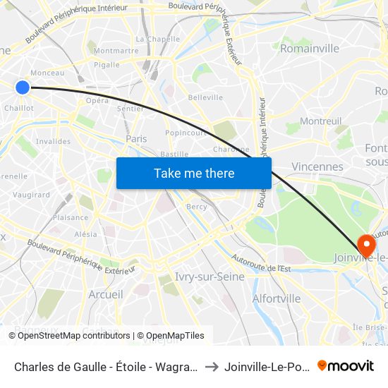 Charles de Gaulle - Étoile - Wagram to Joinville-Le-Pont map