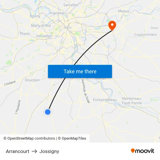 Arrancourt to Jossigny map