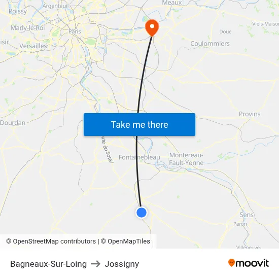 Bagneaux-Sur-Loing to Jossigny map