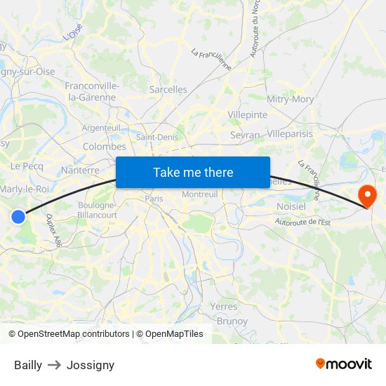 Bailly to Jossigny map
