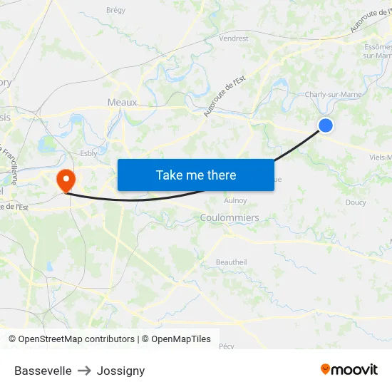 Bassevelle to Jossigny map