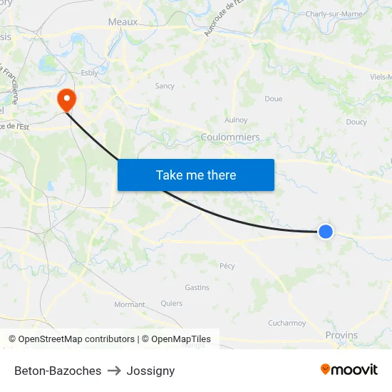 Beton-Bazoches to Jossigny map
