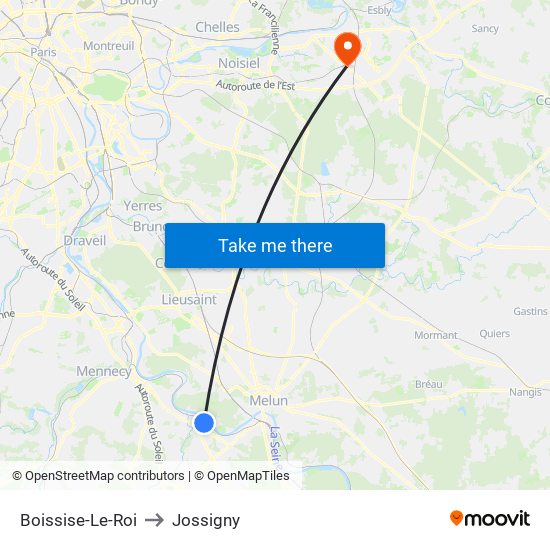 Boissise-Le-Roi to Jossigny map