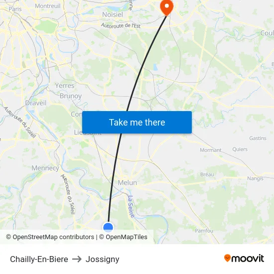 Chailly-En-Biere to Jossigny map