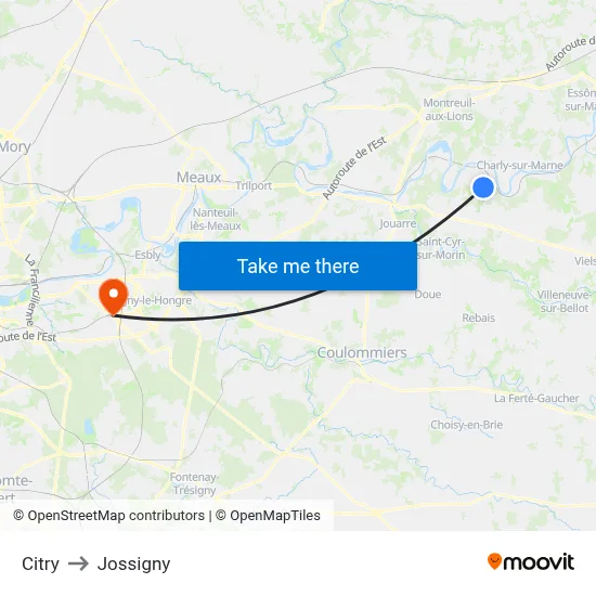 Citry to Jossigny map