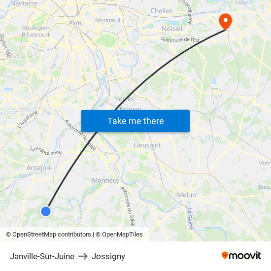 Janville-Sur-Juine to Jossigny map