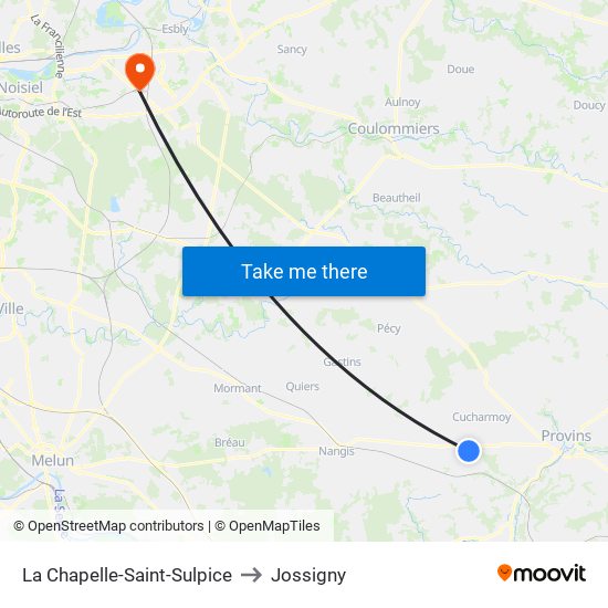 La Chapelle-Saint-Sulpice to Jossigny map