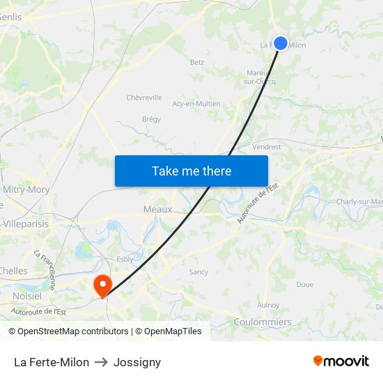 La Ferte-Milon to Jossigny map