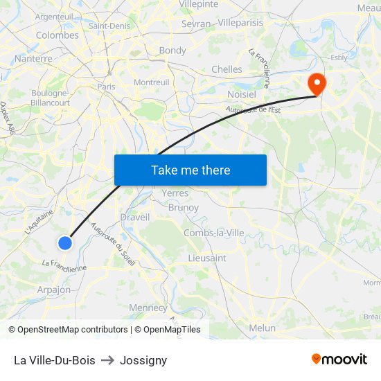 La Ville-Du-Bois to Jossigny map