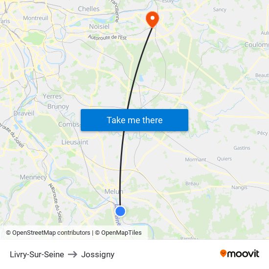 Livry-Sur-Seine to Jossigny map