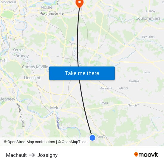 Machault to Jossigny map