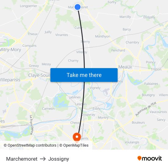 Marchemoret to Jossigny map