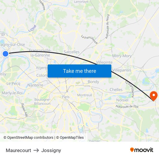 Maurecourt to Jossigny map