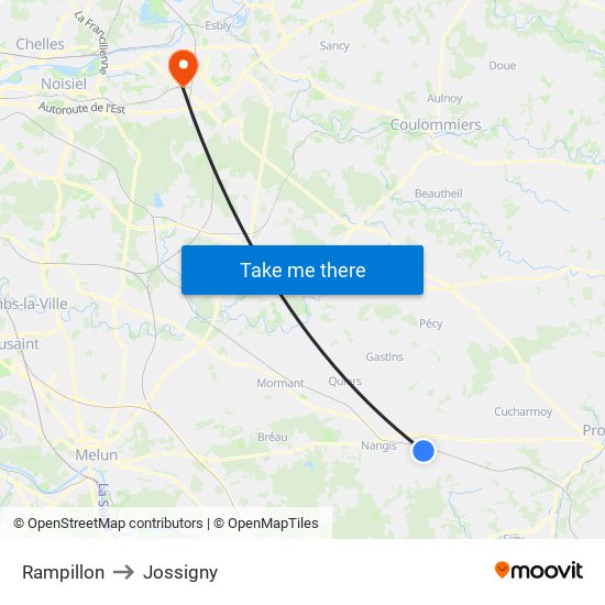 Rampillon to Jossigny map