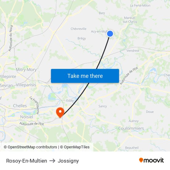Rosoy-En-Multien to Jossigny map