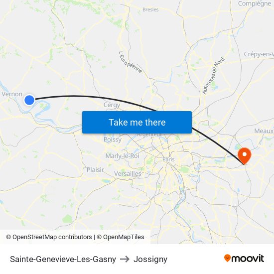 Sainte-Genevieve-Les-Gasny to Jossigny map
