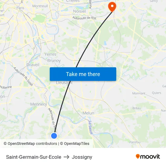 Saint-Germain-Sur-Ecole to Jossigny map