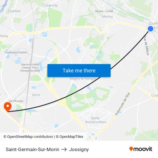 Saint-Germain-Sur-Morin to Jossigny map