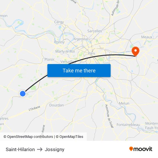 Saint-Hilarion to Jossigny map