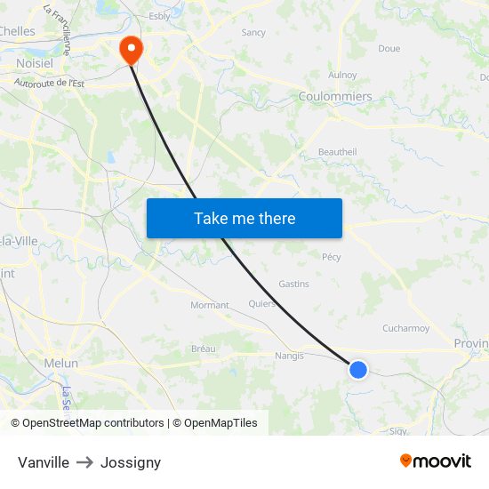 Vanville to Jossigny map