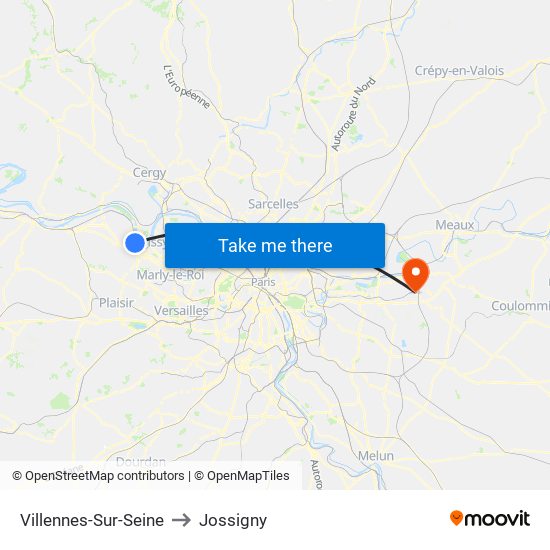 Villennes-Sur-Seine to Jossigny map