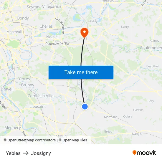 Yebles to Jossigny map