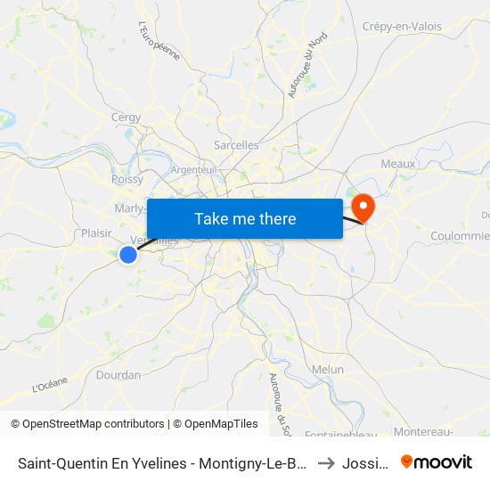Saint-Quentin En Yvelines - Montigny-Le-Bretonneux to Jossigny map