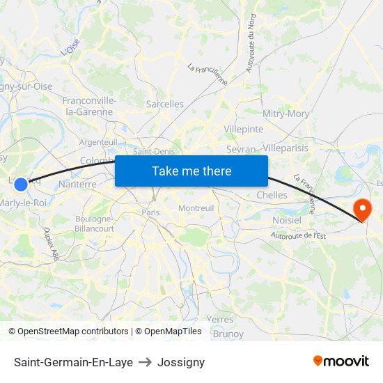 Saint-Germain-En-Laye to Jossigny map