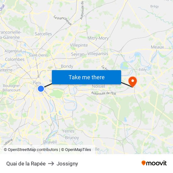 Quai de la Rapée to Jossigny map
