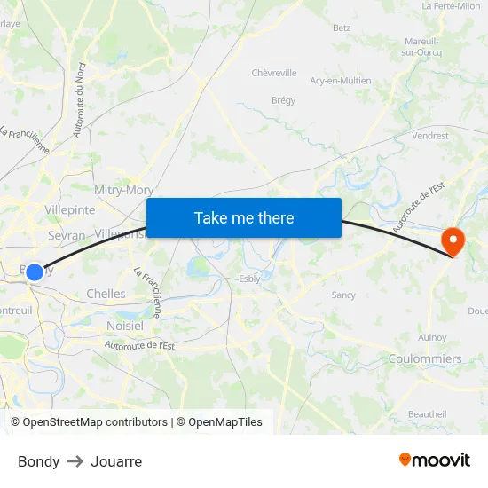 Bondy to Jouarre map