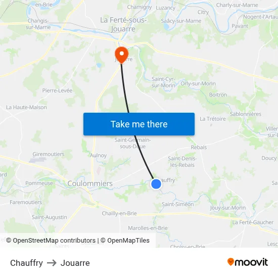 Chauffry to Jouarre map