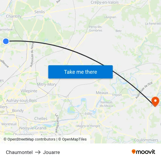 Chaumontel to Jouarre map
