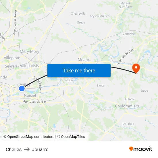 Chelles to Jouarre map