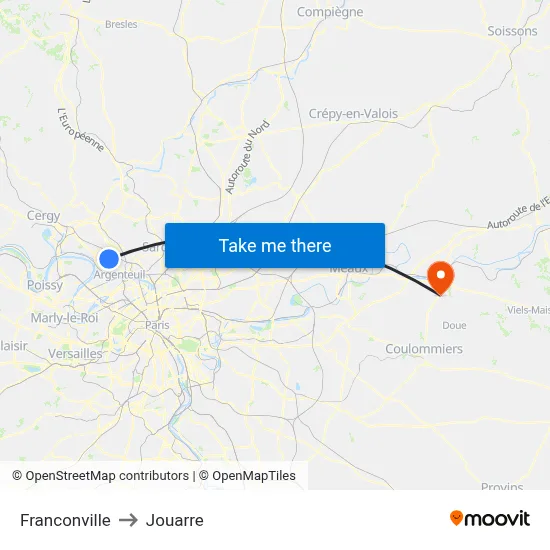 Franconville to Jouarre map
