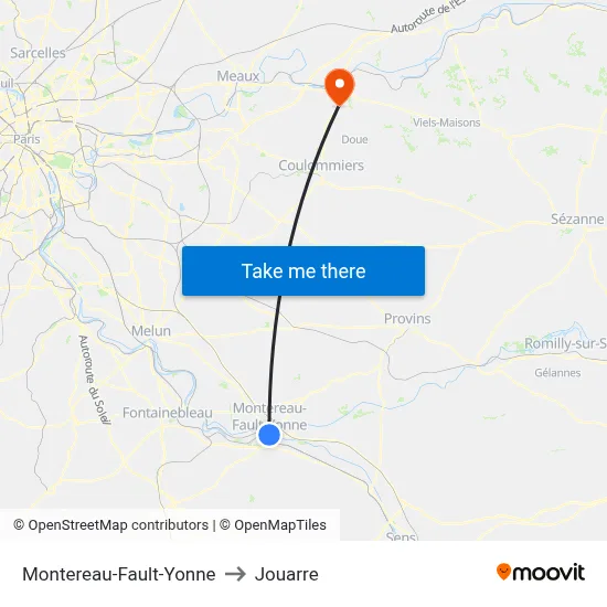 Montereau-Fault-Yonne to Jouarre map