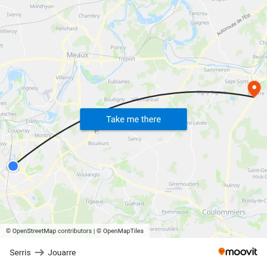 Serris to Jouarre map