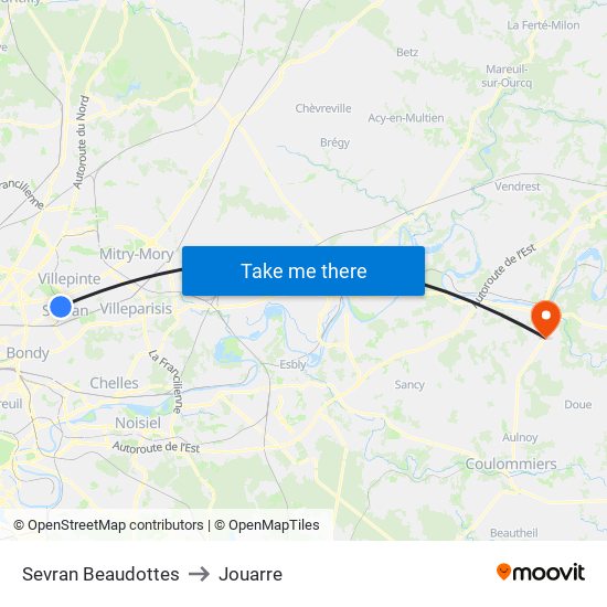 Sevran Beaudottes to Jouarre map