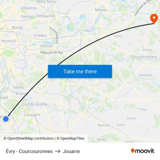 Évry - Courcouronnes to Jouarre map
