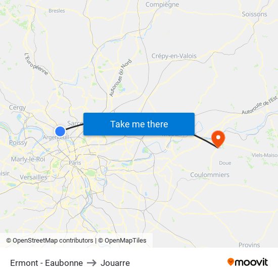 Ermont - Eaubonne to Jouarre map