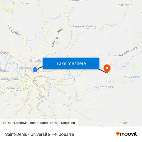 Saint-Denis - Université to Jouarre map