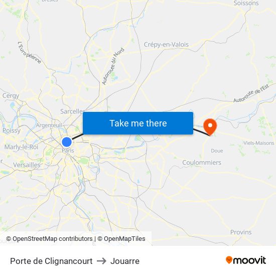 Porte de Clignancourt to Jouarre map