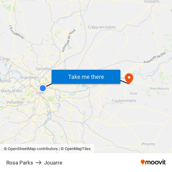 Rosa Parks to Jouarre map