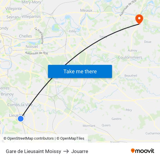 Gare de Lieusaint Moissy to Jouarre map